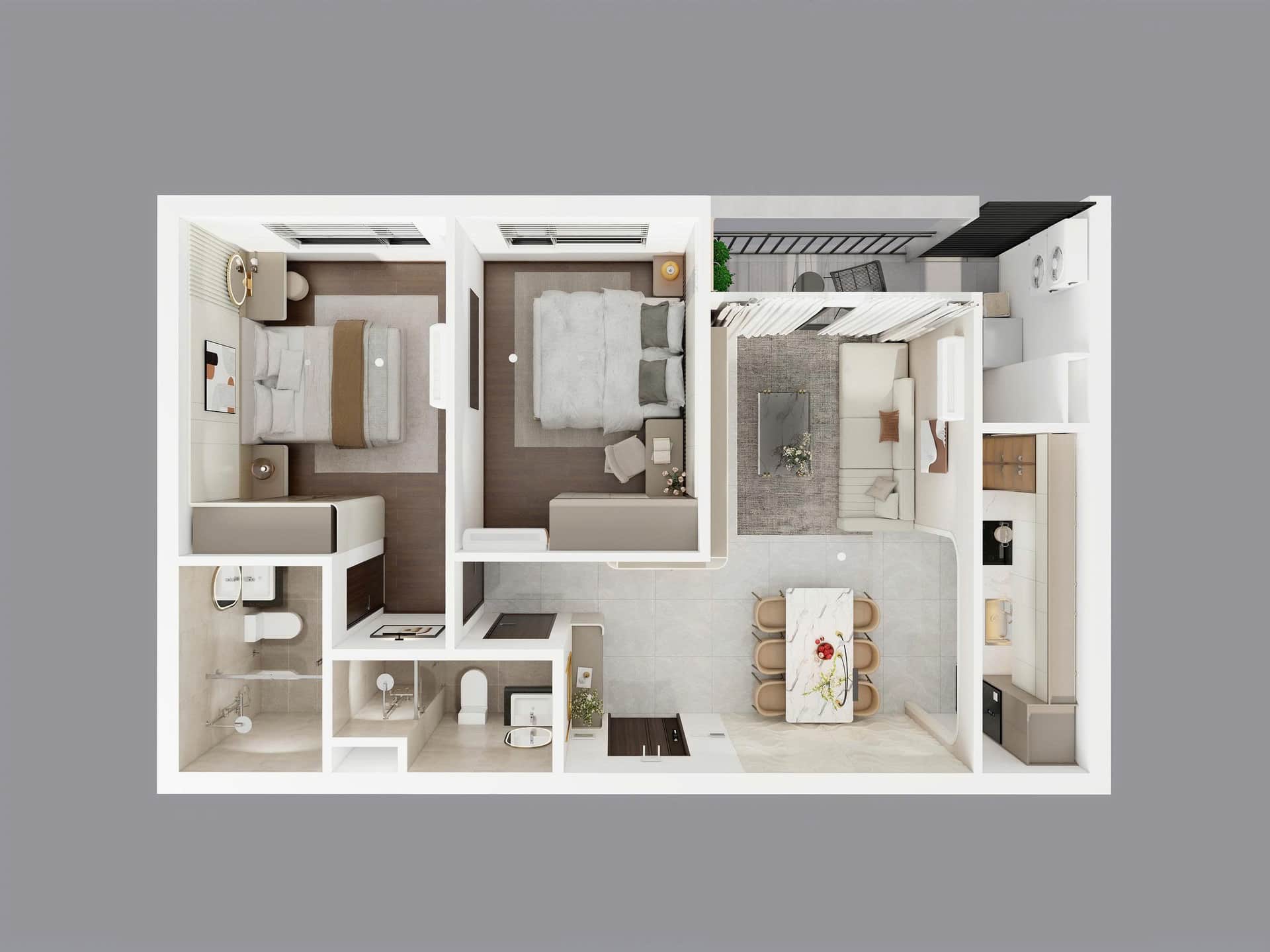 Căn hộ hiện đại – tủ âm tường